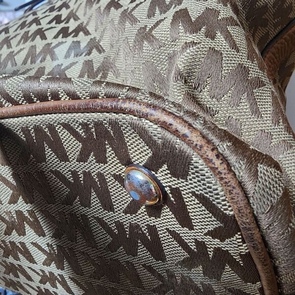 Michael Kors Tan & Brown Signature MK Tote Bag - Picture 9 of 15